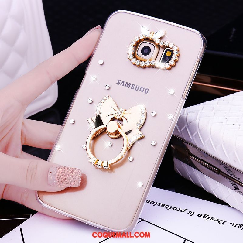 Étui Samsung Galaxy S7 Edge Étoile Strass Petit, Coque Samsung Galaxy S7 Edge Fleur Anneau