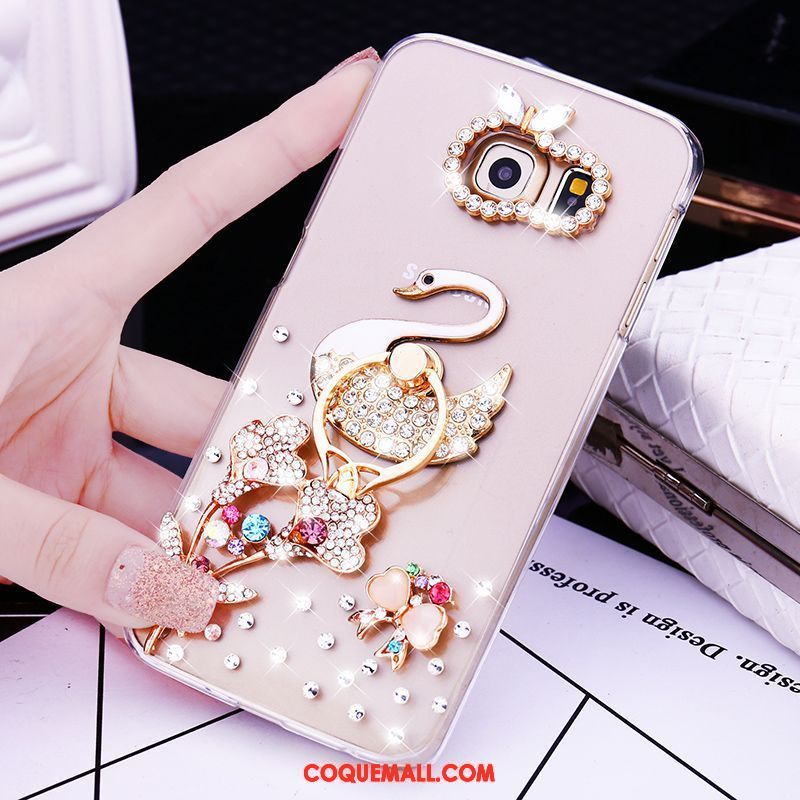 Étui Samsung Galaxy S7 Edge Étoile Strass Petit, Coque Samsung Galaxy S7 Edge Fleur Anneau