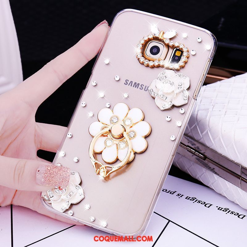 Étui Samsung Galaxy S7 Edge Étoile Strass Petit, Coque Samsung Galaxy S7 Edge Fleur Anneau