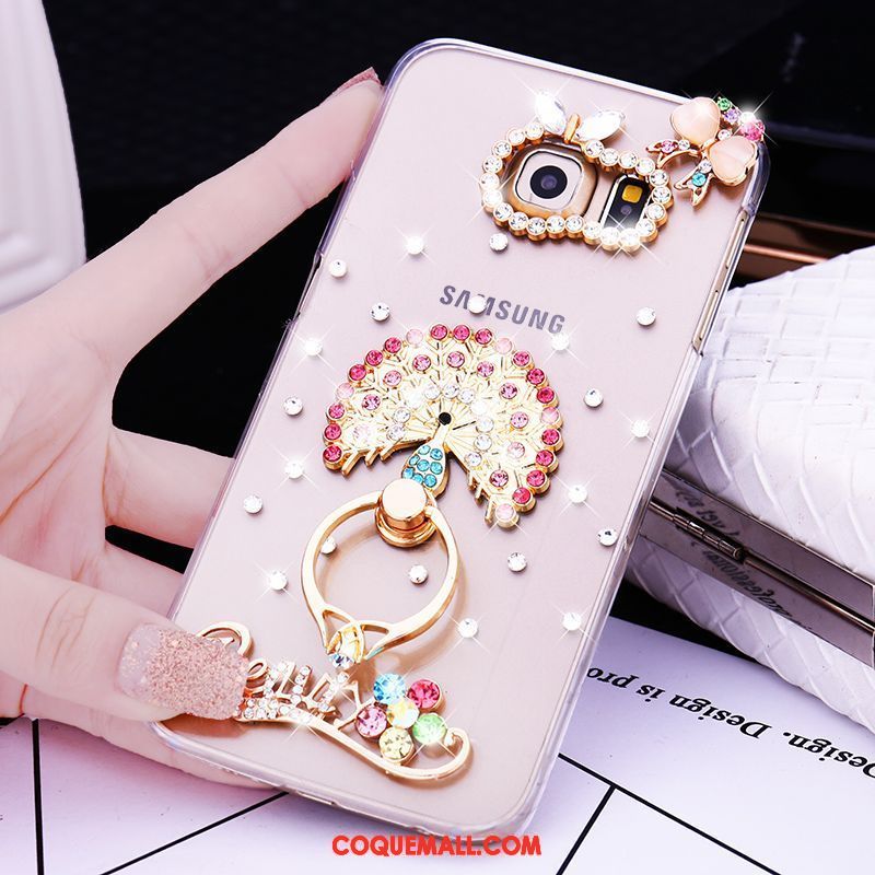 Étui Samsung Galaxy S7 Edge Étoile Strass Petit, Coque Samsung Galaxy S7 Edge Fleur Anneau