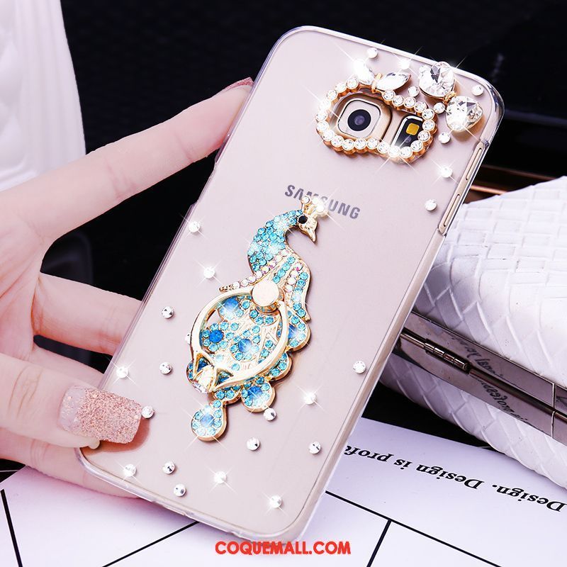 Étui Samsung Galaxy S7 Edge Étoile Strass Petit, Coque Samsung Galaxy S7 Edge Fleur Anneau