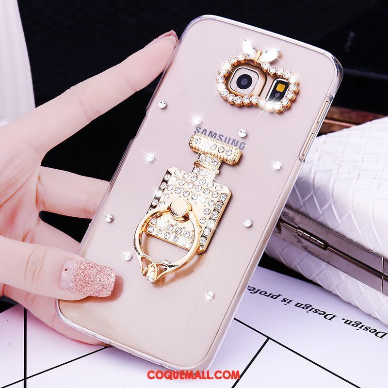 Étui Samsung Galaxy S7 Edge Étoile Strass Petit, Coque Samsung Galaxy S7 Edge Fleur Anneau