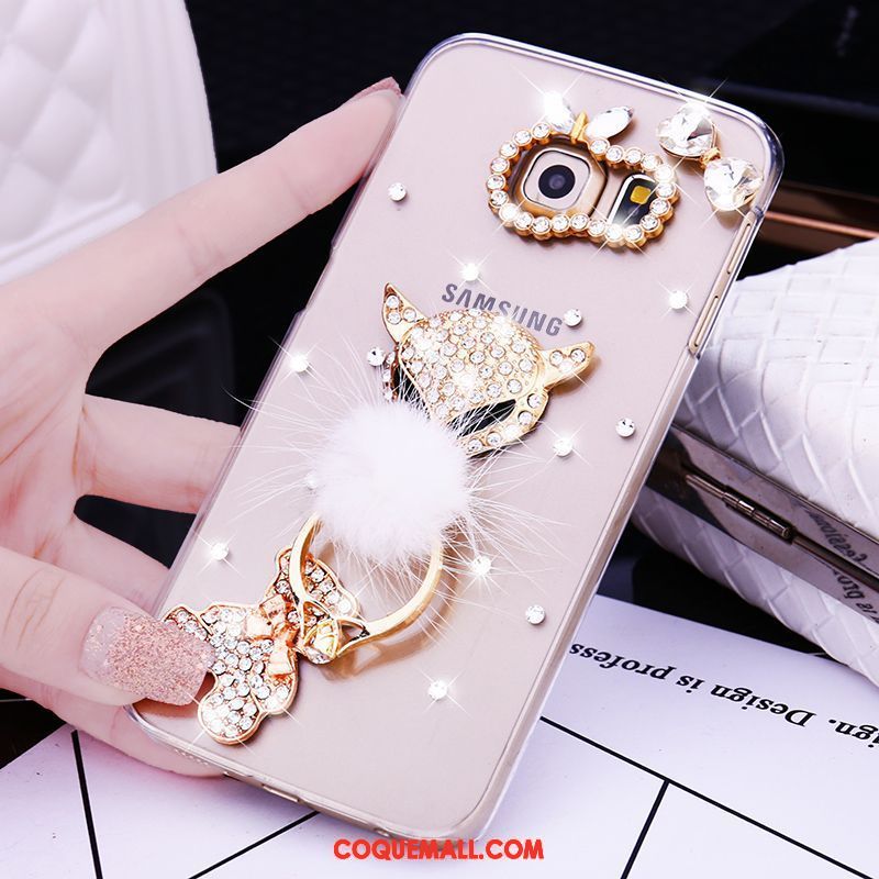 Étui Samsung Galaxy S7 Edge Étoile Strass Petit, Coque Samsung Galaxy S7 Edge Fleur Anneau