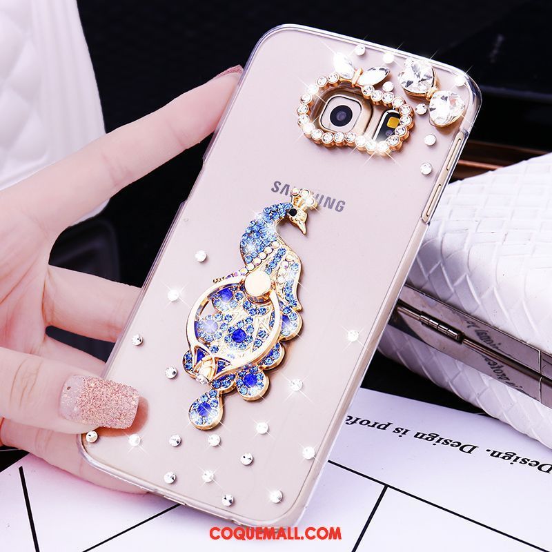 Étui Samsung Galaxy S7 Edge Étoile Strass Petit, Coque Samsung Galaxy S7 Edge Fleur Anneau