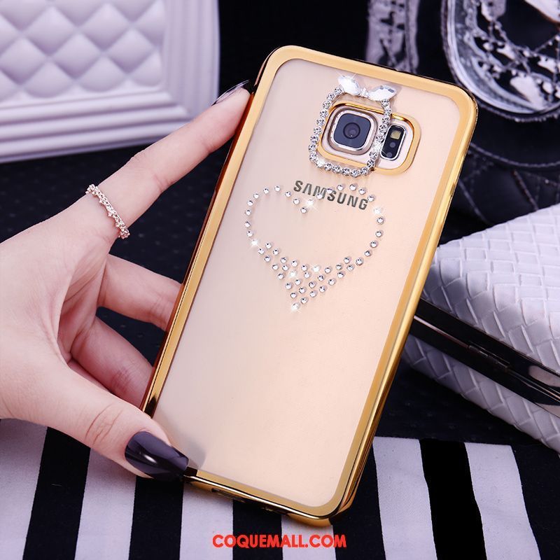 Étui Samsung Galaxy S7 Protection Transparent Étoile, Coque Samsung Galaxy S7 Téléphone Portable Or