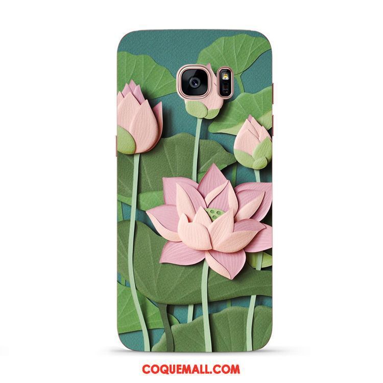 Étui Samsung Galaxy S7 Style Chinois Fluide Doux Téléphone Portable, Coque Samsung Galaxy S7 Beau Fleur