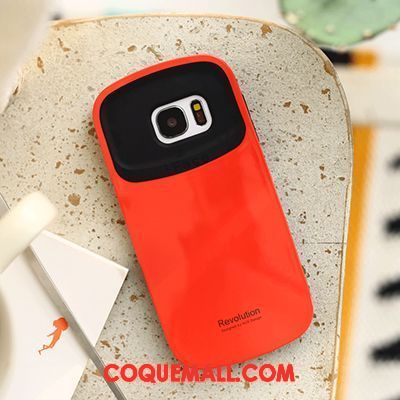 Étui Samsung Galaxy S7 Téléphone Portable Couleur Unie Incassable, Coque Samsung Galaxy S7 Orange Amoureux