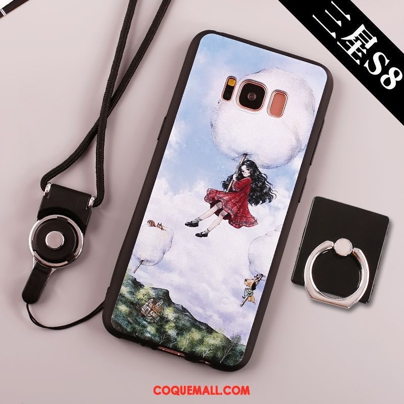 Étui Samsung Galaxy S8+ Grand Téléphone Portable Anneau, Coque Samsung Galaxy S8+ Fluide Doux Noir