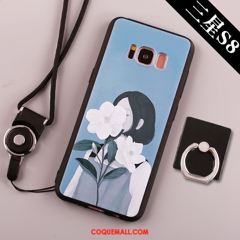 Étui Samsung Galaxy S8+ Grand Téléphone Portable Anneau, Coque Samsung Galaxy S8+ Fluide Doux Noir