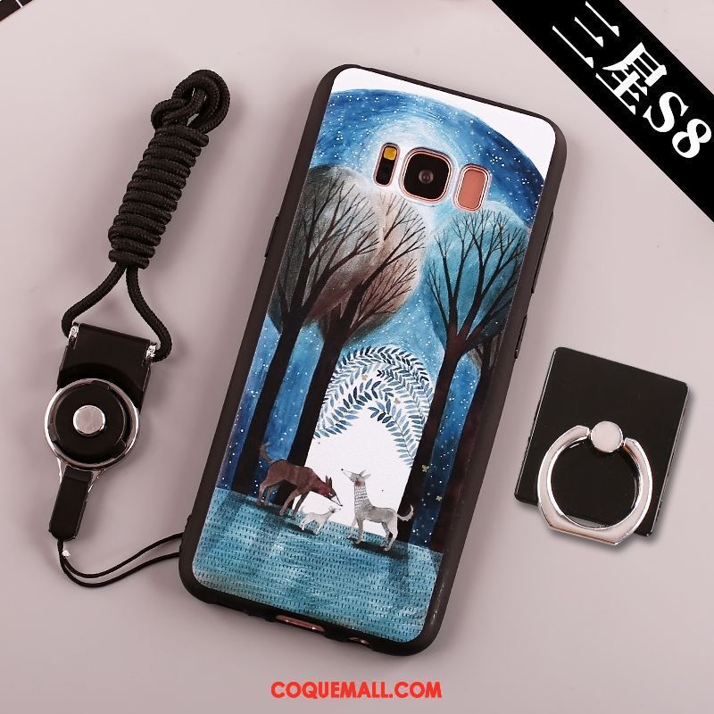 Étui Samsung Galaxy S8+ Grand Téléphone Portable Anneau, Coque Samsung Galaxy S8+ Fluide Doux Noir