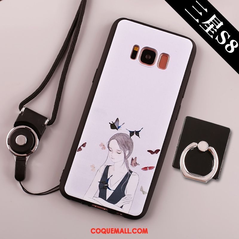 Étui Samsung Galaxy S8+ Grand Téléphone Portable Anneau, Coque Samsung Galaxy S8+ Fluide Doux Noir