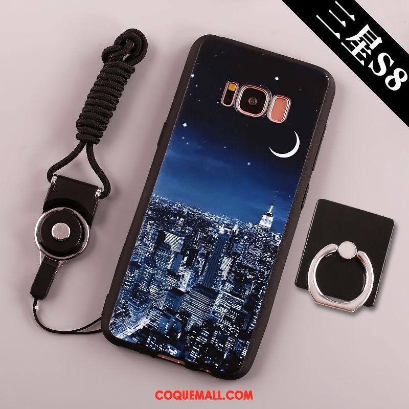 Étui Samsung Galaxy S8+ Grand Téléphone Portable Anneau, Coque Samsung Galaxy S8+ Fluide Doux Noir