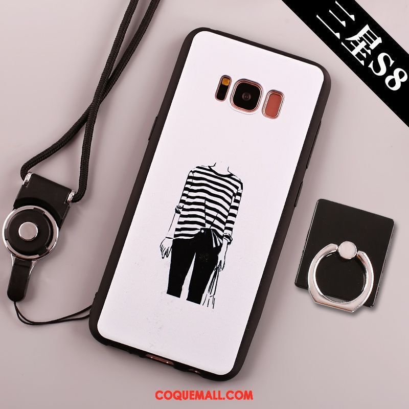 Étui Samsung Galaxy S8+ Grand Téléphone Portable Anneau, Coque Samsung Galaxy S8+ Fluide Doux Noir