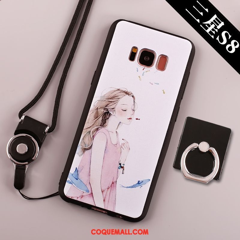 Étui Samsung Galaxy S8+ Grand Téléphone Portable Anneau, Coque Samsung Galaxy S8+ Fluide Doux Noir