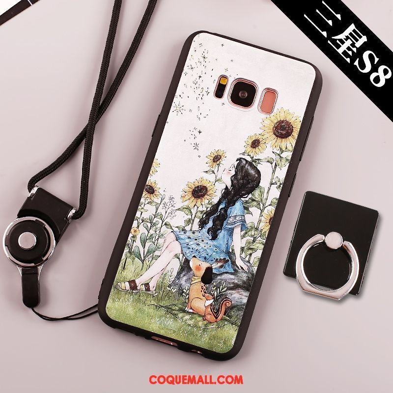 Étui Samsung Galaxy S8+ Grand Téléphone Portable Anneau, Coque Samsung Galaxy S8+ Fluide Doux Noir