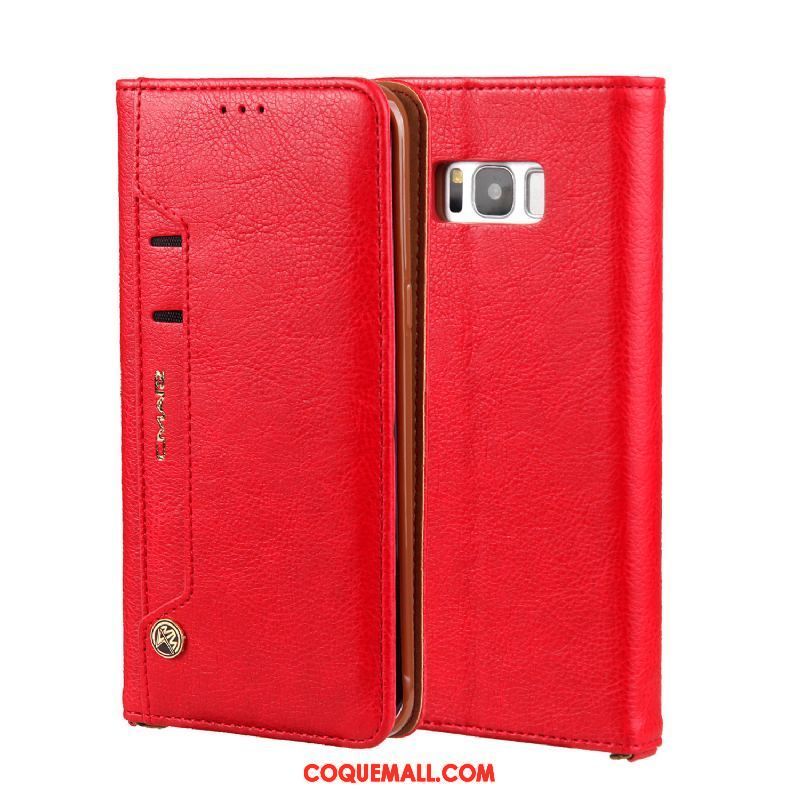 Étui Samsung Galaxy S8 Incassable Cuir Véritable Téléphone Portable, Coque Samsung Galaxy S8 Business Étoile Braun