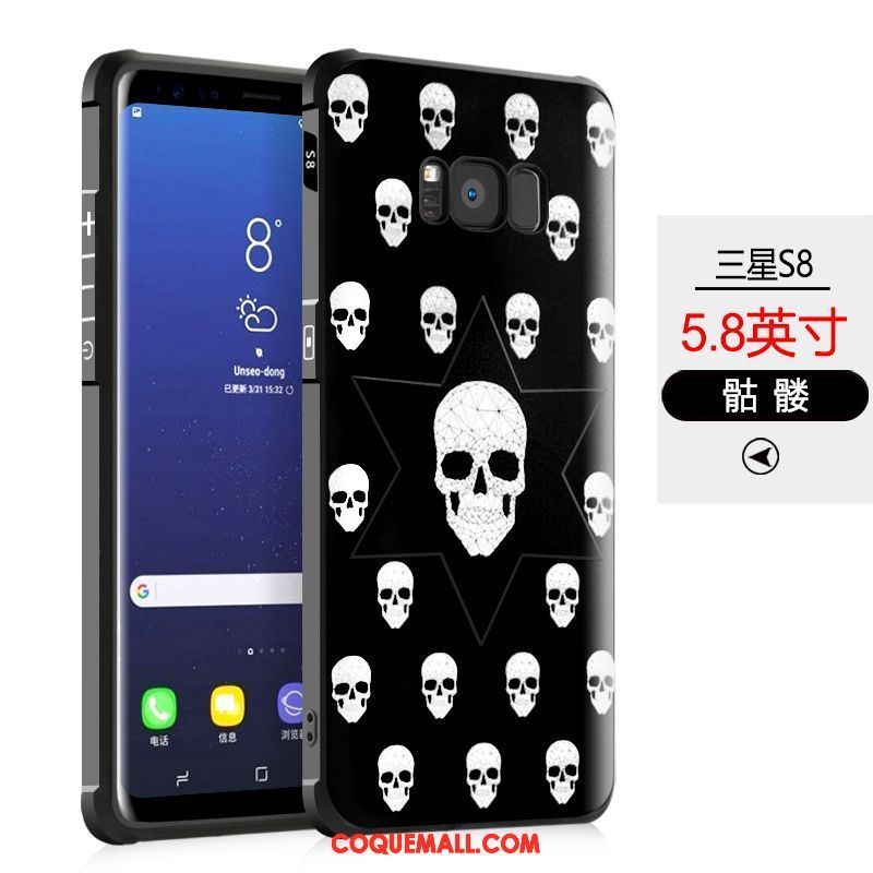 Étui Samsung Galaxy S8 Protection Silicone Noir, Coque Samsung Galaxy S8 Tout Compris Fluide Doux