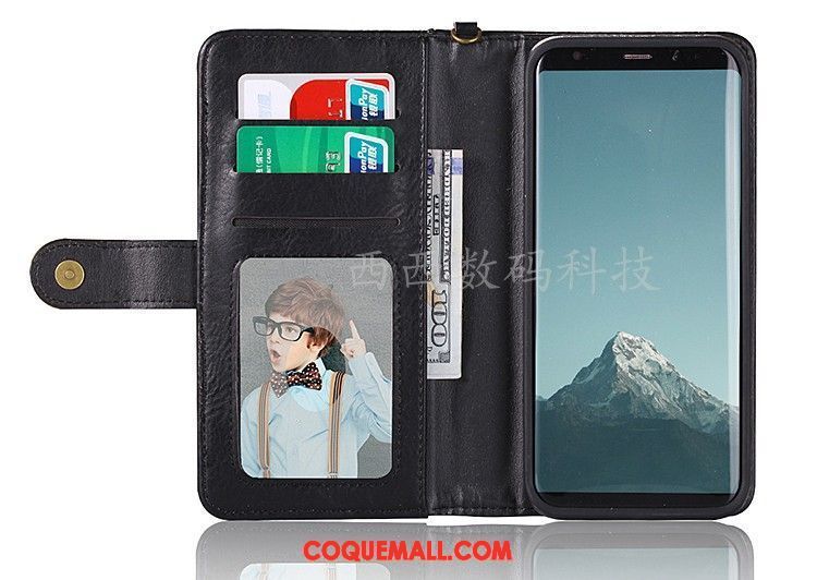 Étui Samsung Galaxy S8+ Sac Carte Téléphone Portable Étui En Cuir, Coque Samsung Galaxy S8+ Ornements Suspendus Rouge