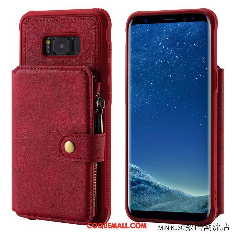 Étui Samsung Galaxy S8 Simple Portefeuille Téléphone Portable, Coque Samsung Galaxy S8 Étoile Carte Braun