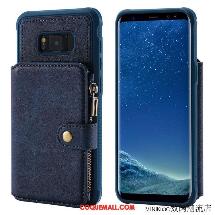 Étui Samsung Galaxy S8 Simple Portefeuille Téléphone Portable, Coque Samsung Galaxy S8 Étoile Carte Braun