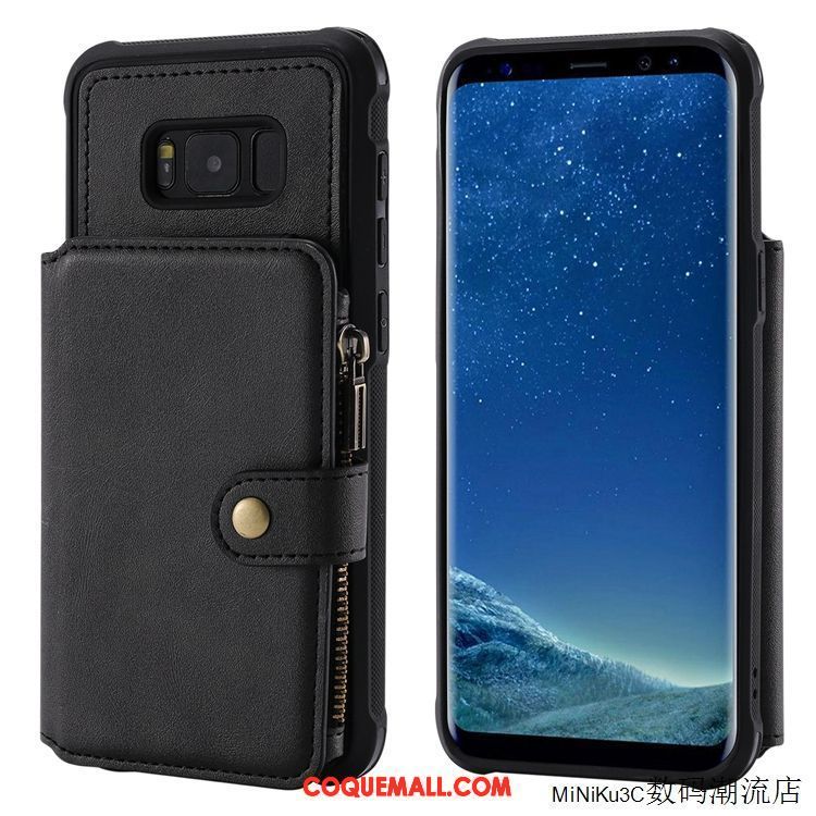 Étui Samsung Galaxy S8 Simple Portefeuille Téléphone Portable, Coque Samsung Galaxy S8 Étoile Carte Braun