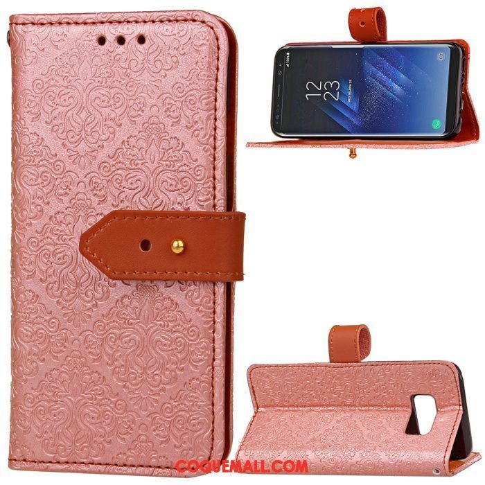 Étui Samsung Galaxy S8 Une Agrafe Protection Étoile, Coque Samsung Galaxy S8 Rouge Téléphone Portable
