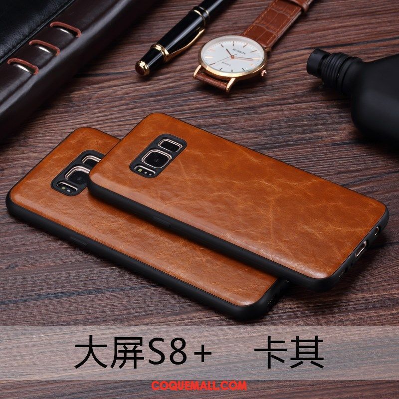 Étui Samsung Galaxy S8+ Étoile Téléphone Portable Cuir Véritable, Coque Samsung Galaxy S8+ Luxe Étui En Cuir Braun