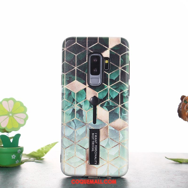 Étui Samsung Galaxy S9+ Bleu Étoile Gaufrage, Coque Samsung Galaxy S9+ Simple Losange