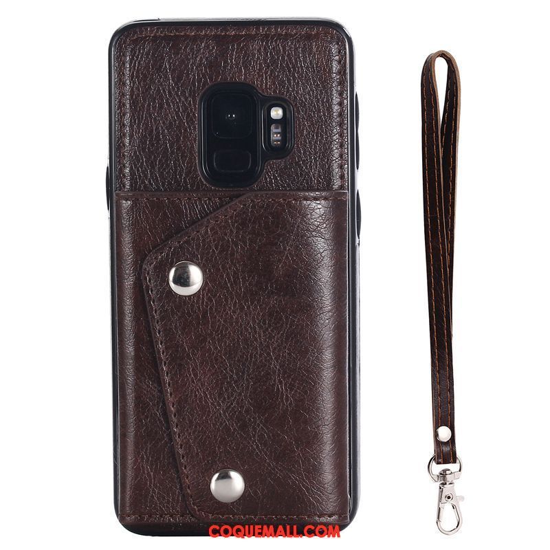 Étui Samsung Galaxy S9+ Carte Téléphone Portable Sac Carte, Coque Samsung Galaxy S9+ Étoile Portefeuille Braun