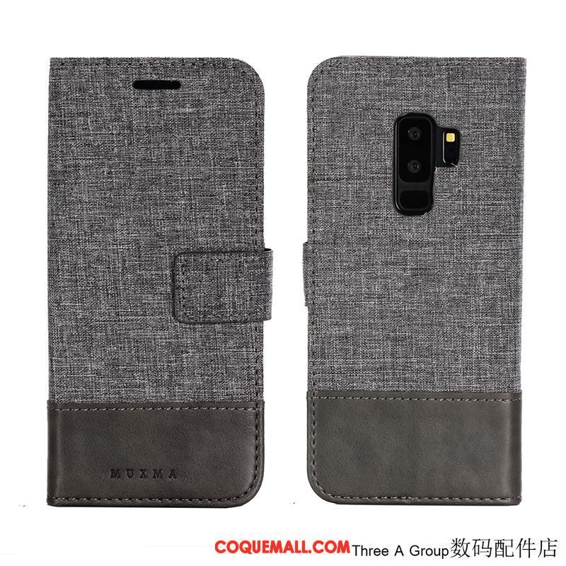 Étui Samsung Galaxy S9+ Incassable Simple Noir, Coque Samsung Galaxy S9+ Étoile Étui En Cuir