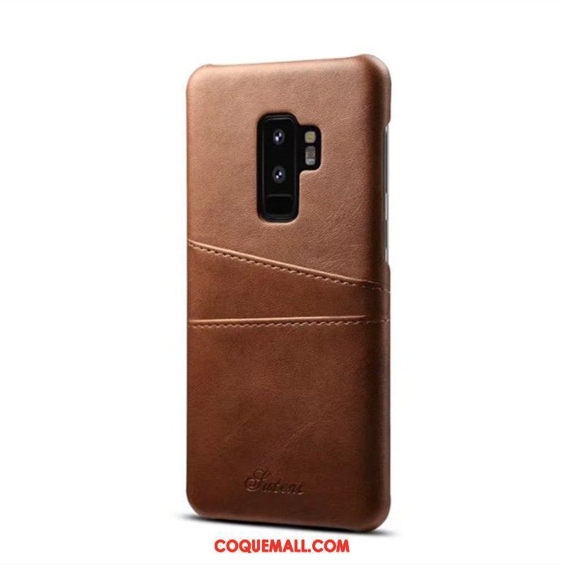 Étui Samsung Galaxy S9+ Incassable Téléphone Portable Cuir Véritable, Coque Samsung Galaxy S9+ Jaune Étui En Cuir