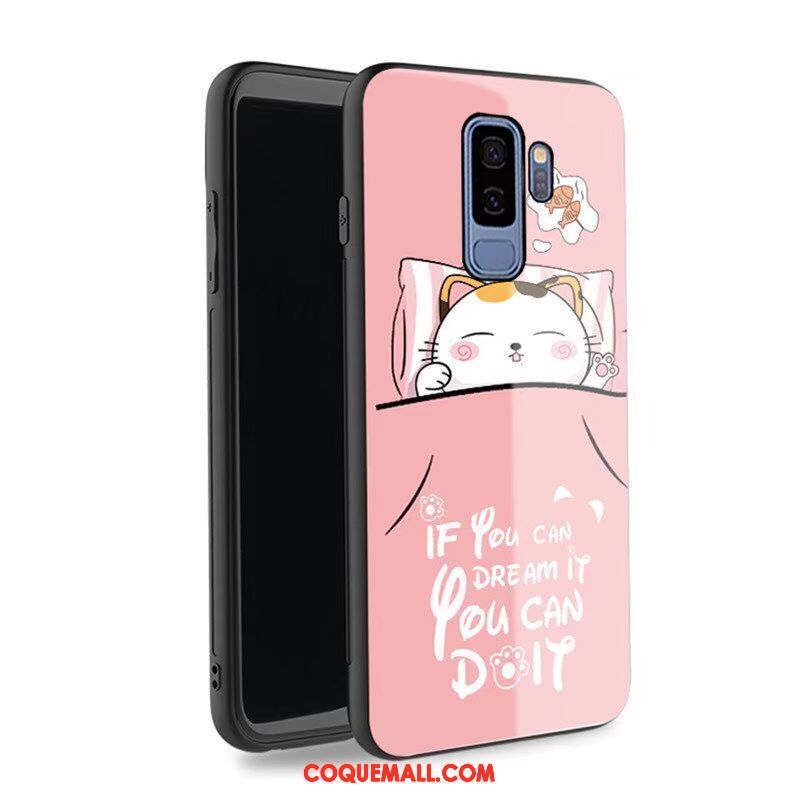 Étui Samsung Galaxy S9+ Incassable Téléphone Portable Verre, Coque Samsung Galaxy S9+ Bleu Couvercle Arrière