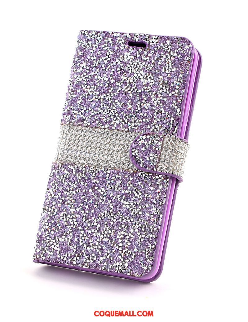 Étui Samsung Galaxy S9+ Incruster Strass Téléphone Portable Bleu, Coque Samsung Galaxy S9+ Étui En Cuir Modèle Fleurie