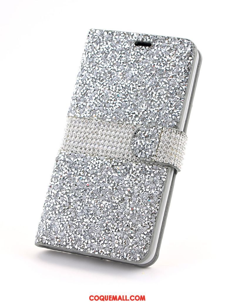 Étui Samsung Galaxy S9+ Incruster Strass Téléphone Portable Bleu, Coque Samsung Galaxy S9+ Étui En Cuir Modèle Fleurie