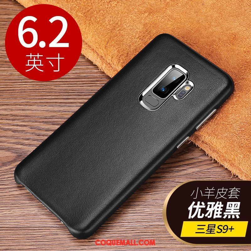 Étui Samsung Galaxy S9+ Noir Très Mince Téléphone Portable, Coque Samsung Galaxy S9+ Personnalité Cuir