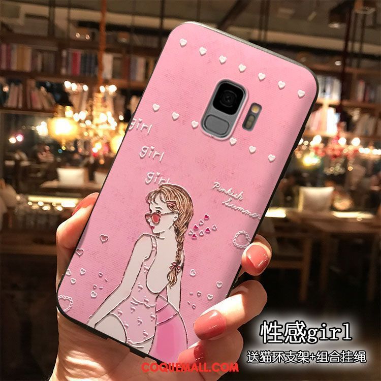 Étui Samsung Galaxy S9 Personnalité Étoile Rose, Coque Samsung Galaxy S9 Charmant Silicone