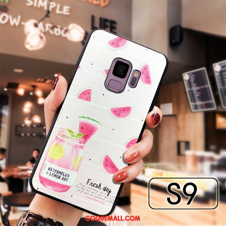 Étui Samsung Galaxy S9 Rose Étoile Téléphone Portable, Coque Samsung Galaxy S9 Gaufrage Fluide Doux