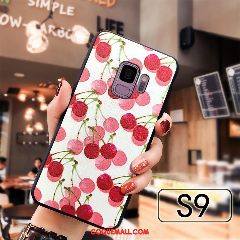 Étui Samsung Galaxy S9 Rose Étoile Téléphone Portable, Coque Samsung Galaxy S9 Gaufrage Fluide Doux