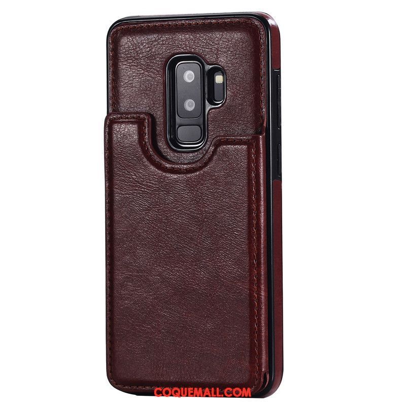 Étui Samsung Galaxy S9+ Rouge Étui En Cuir Téléphone Portable, Coque Samsung Galaxy S9+ Incassable Clamshell