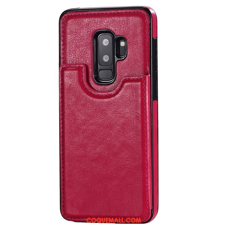 Étui Samsung Galaxy S9+ Rouge Étui En Cuir Téléphone Portable, Coque Samsung Galaxy S9+ Incassable Clamshell