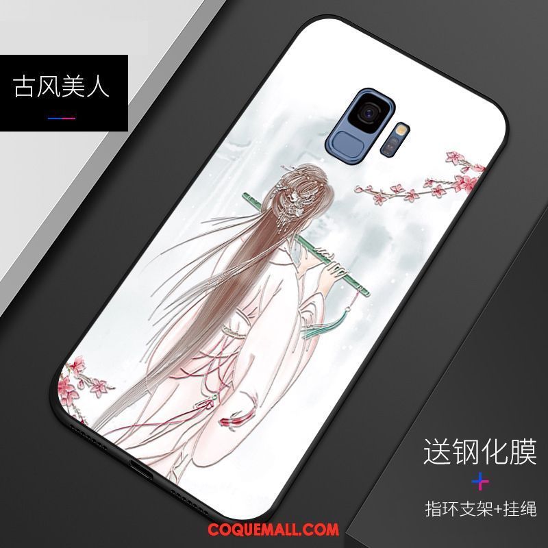 Étui Samsung Galaxy S9 Tout Compris Fluide Doux Gaufrage, Coque Samsung Galaxy S9 Protection Délavé En Daim