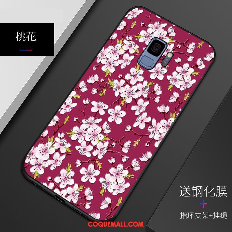 Étui Samsung Galaxy S9 Tout Compris Fluide Doux Gaufrage, Coque Samsung Galaxy S9 Protection Délavé En Daim