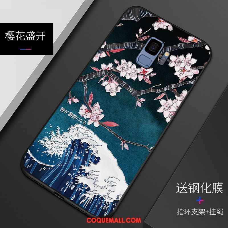 Étui Samsung Galaxy S9 Tout Compris Fluide Doux Gaufrage, Coque Samsung Galaxy S9 Protection Délavé En Daim