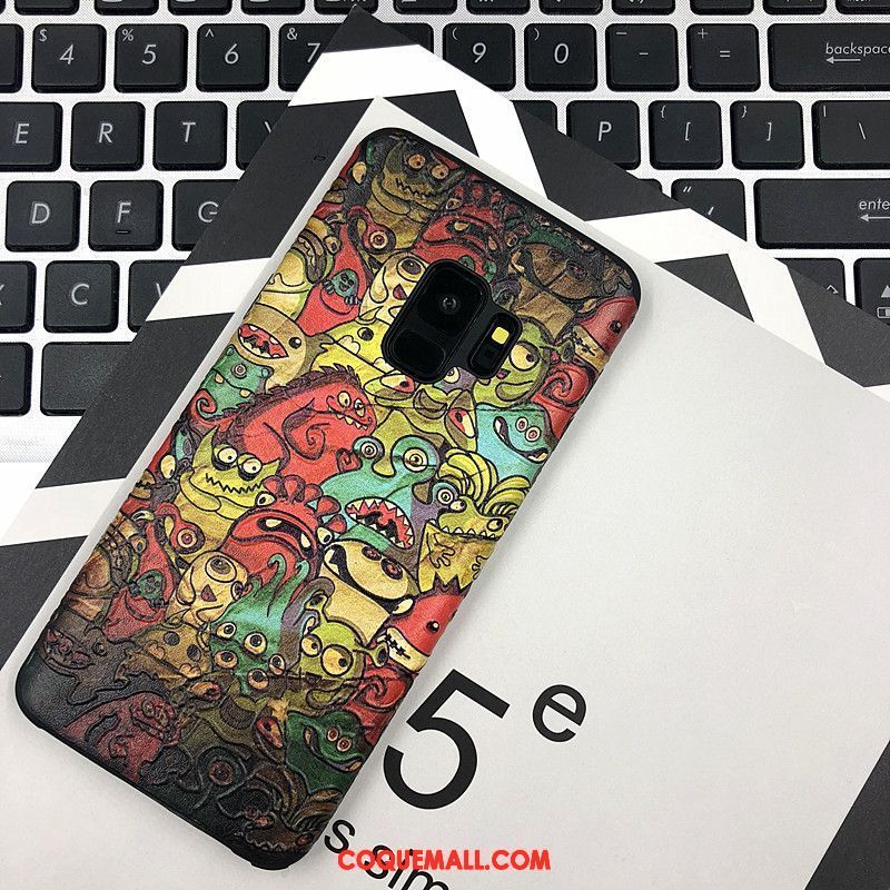 Étui Samsung Galaxy S9 Très Mince Délavé En Daim Gaufrage, Coque Samsung Galaxy S9 Dessin Animé Silicone