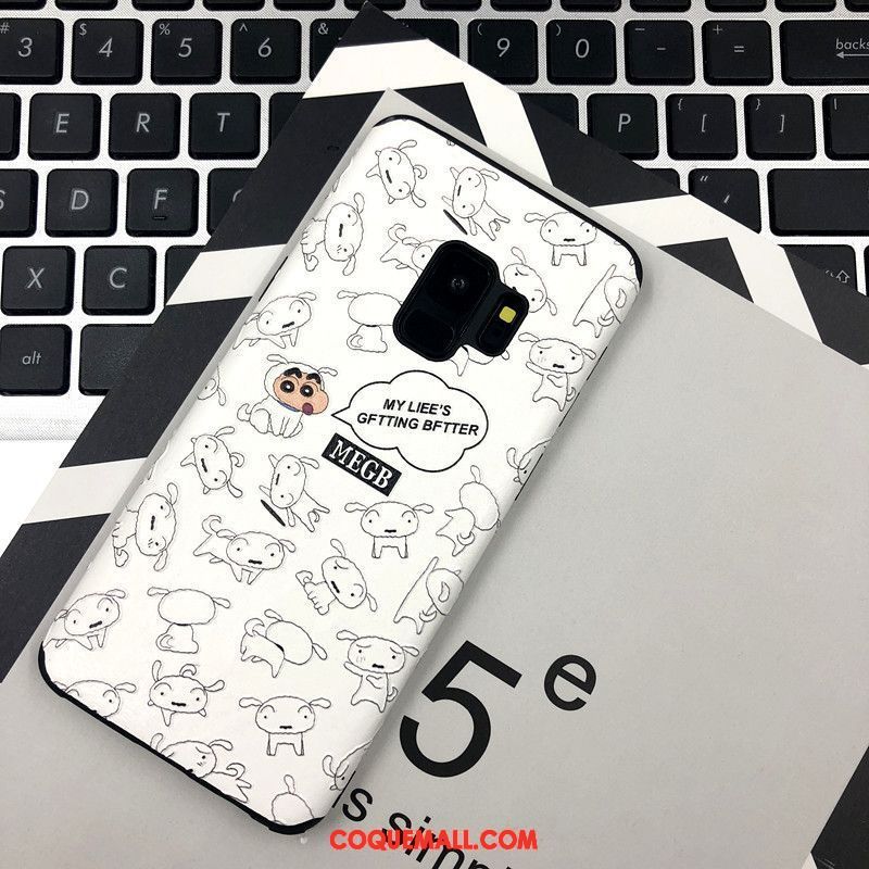 Étui Samsung Galaxy S9 Très Mince Délavé En Daim Gaufrage, Coque Samsung Galaxy S9 Dessin Animé Silicone