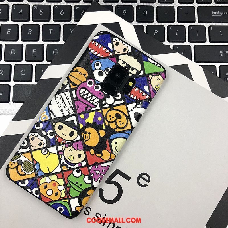 Étui Samsung Galaxy S9 Très Mince Délavé En Daim Gaufrage, Coque Samsung Galaxy S9 Dessin Animé Silicone