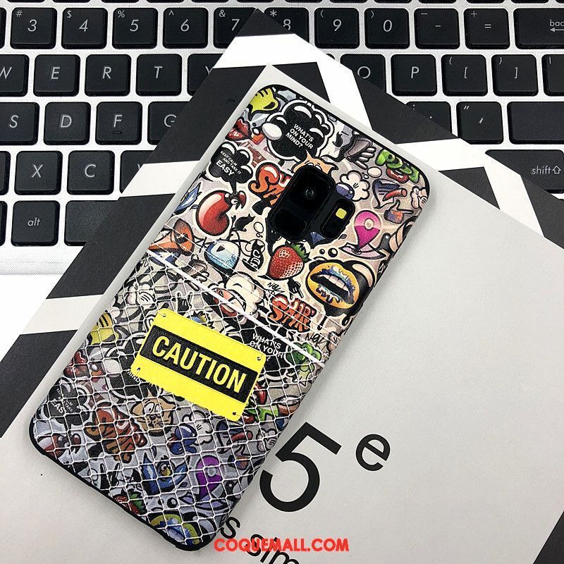 Étui Samsung Galaxy S9 Très Mince Délavé En Daim Gaufrage, Coque Samsung Galaxy S9 Dessin Animé Silicone