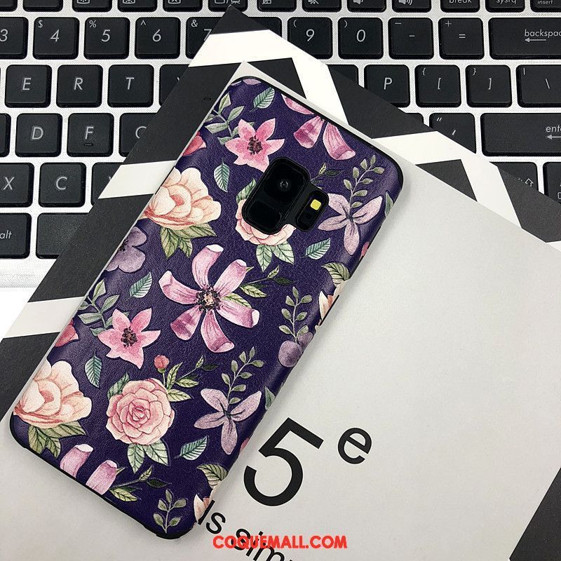 Étui Samsung Galaxy S9 Très Mince Délavé En Daim Gaufrage, Coque Samsung Galaxy S9 Dessin Animé Silicone