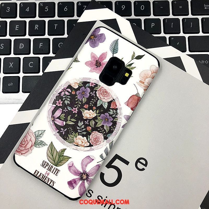 Étui Samsung Galaxy S9 Très Mince Délavé En Daim Gaufrage, Coque Samsung Galaxy S9 Dessin Animé Silicone