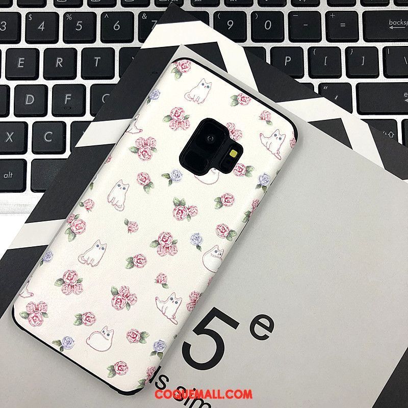 Étui Samsung Galaxy S9 Très Mince Délavé En Daim Gaufrage, Coque Samsung Galaxy S9 Dessin Animé Silicone